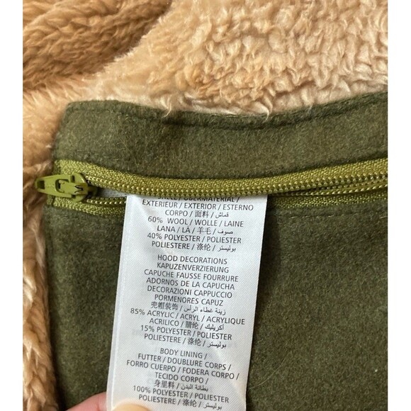 GANT Rugger Winter Parka Jacket XXL Hunter Green Wool Blend Faux Fur Hood - Picture 10 of 12